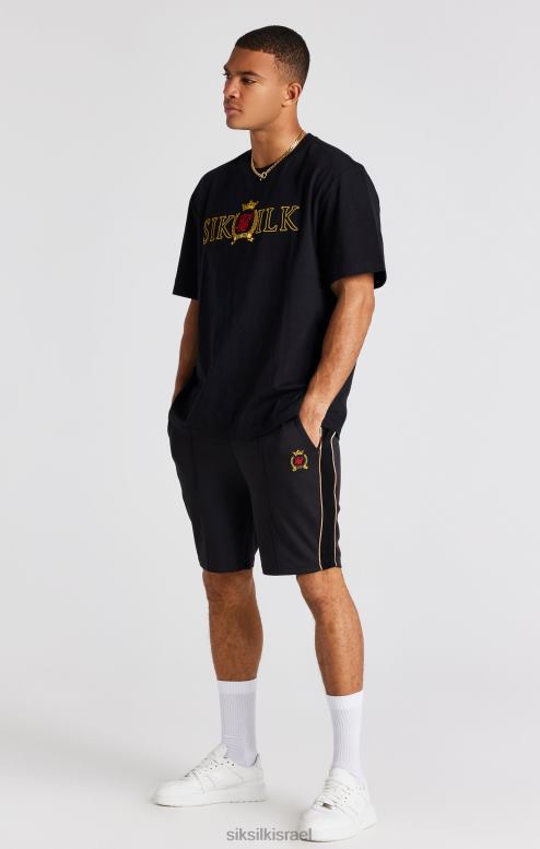 SikSilk גברים חולצת טריקו אוברסייז שחורה D2LH2373 לבוש