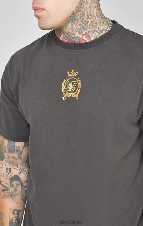 SikSilk גברים חולצת טריקו שחורה בנייר כסף D2LH2375 לבוש