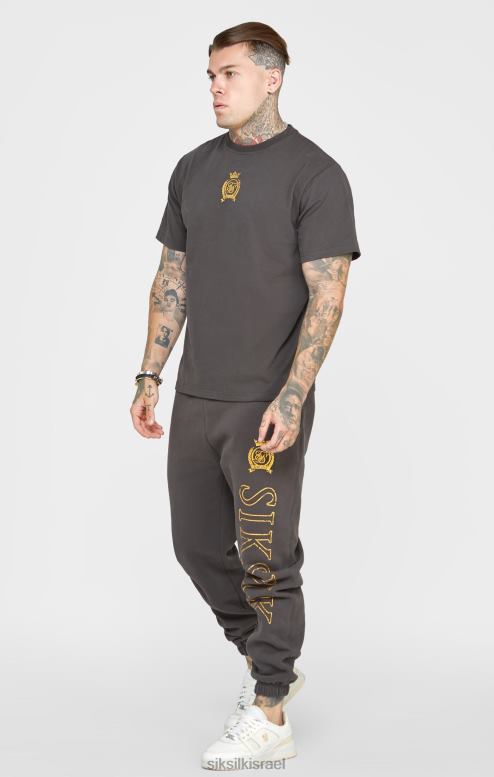 SikSilk גברים חולצת טריקו שחורה בנייר כסף D2LH2375 לבוש