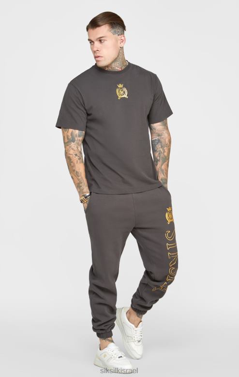 SikSilk גברים חולצת טריקו שחורה בנייר כסף D2LH2375 לבוש