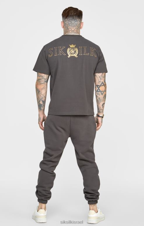 SikSilk גברים חולצת טריקו שחורה בנייר כסף D2LH2375 לבוש