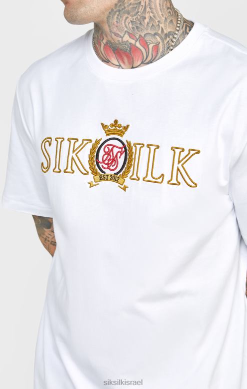 SikSilk גברים חולצת טי קרסט לבנה אוברסייז D2LH2376 לבוש