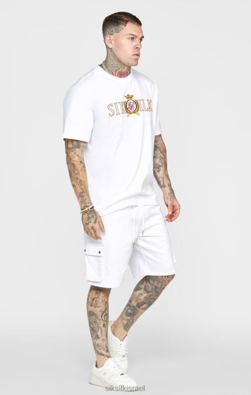 SikSilk גברים חולצת טי קרסט לבנה אוברסייז D2LH2376 לבוש