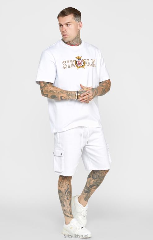 SikSilk גברים חולצת טי קרסט לבנה אוברסייז D2LH2376 לבוש