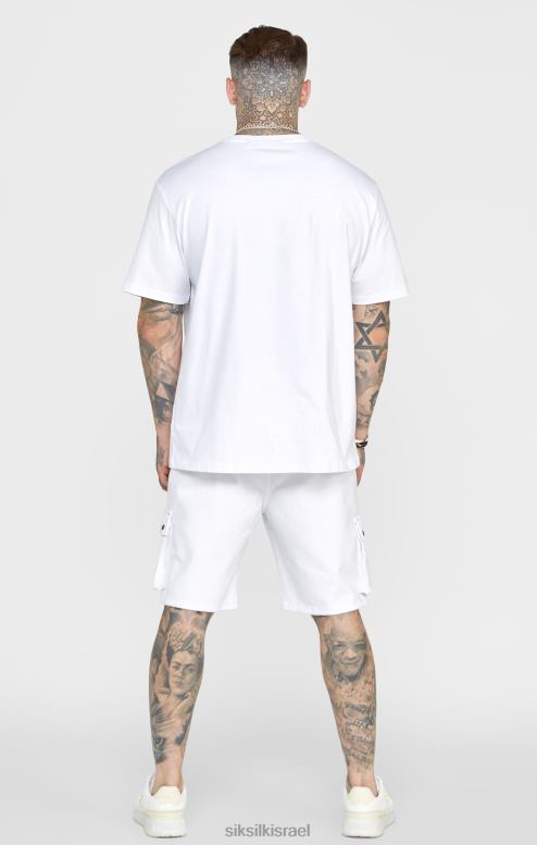 SikSilk גברים חולצת טי קרסט לבנה אוברסייז D2LH2376 לבוש
