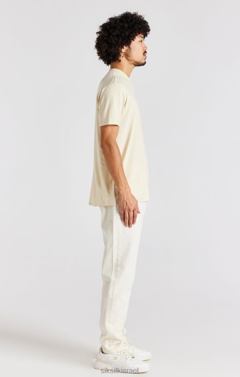 SikSilk גברים חולצת טריקו בצבע בז' עם צווארון גבוה D2LH2378 לבוש