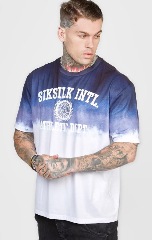 SikSilk גברים חולצת טריקו גרפית דהייה נייבי D2LH2384 לבוש