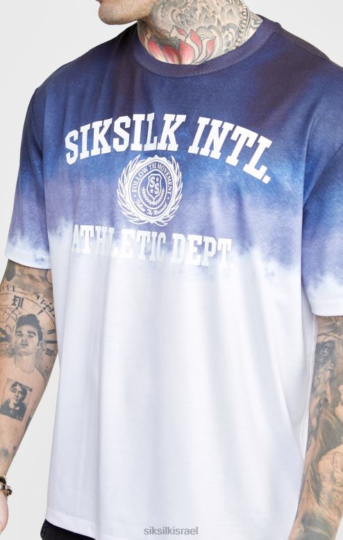 SikSilk גברים חולצת טריקו גרפית דהייה נייבי D2LH2384 לבוש