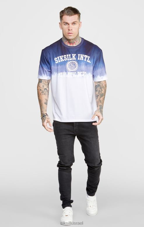 SikSilk גברים חולצת טריקו גרפית דהייה נייבי D2LH2384 לבוש