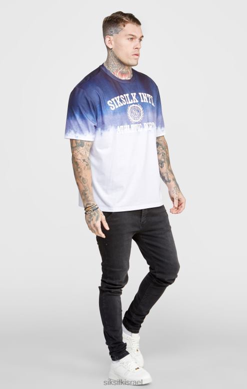 SikSilk גברים חולצת טריקו גרפית דהייה נייבי D2LH2384 לבוש