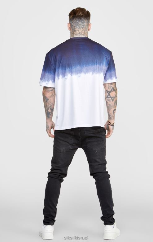 SikSilk גברים חולצת טריקו גרפית דהייה נייבי D2LH2384 לבוש