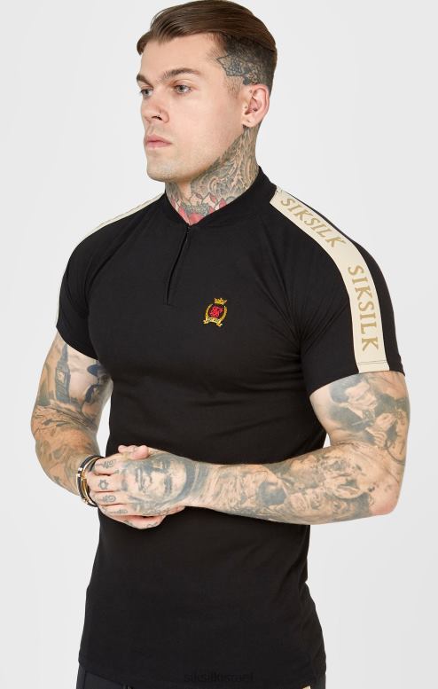 SikSilk גברים פולו שחור עם שרוול קצר D2LH2385 לבוש