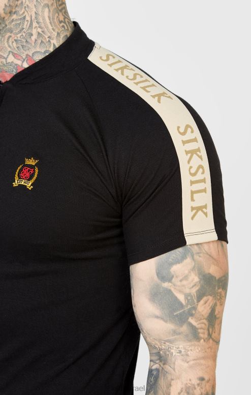 SikSilk גברים פולו שחור עם שרוול קצר D2LH2385 לבוש