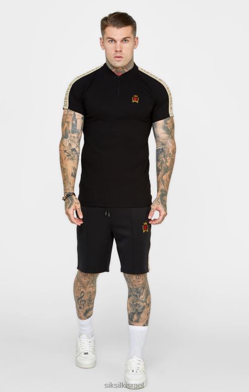 SikSilk גברים פולו שחור עם שרוול קצר D2LH2385 לבוש