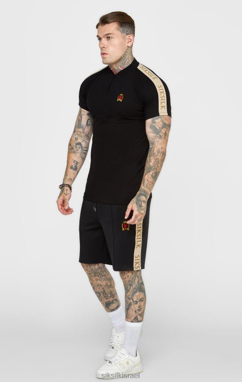 SikSilk גברים פולו שחור עם שרוול קצר D2LH2385 לבוש