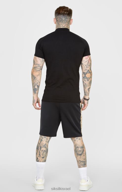 SikSilk גברים פולו שחור עם שרוול קצר D2LH2385 לבוש