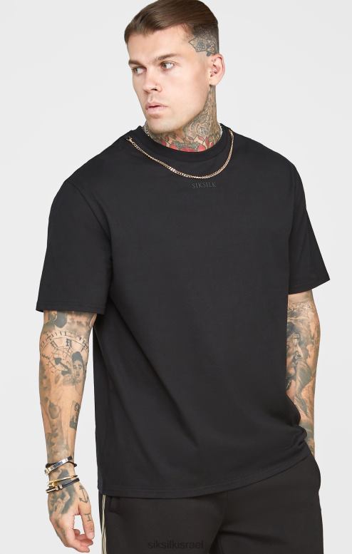 SikSilk גברים חולצת טי אוברסייז שרשרת שחורה D2LH2387 לבוש