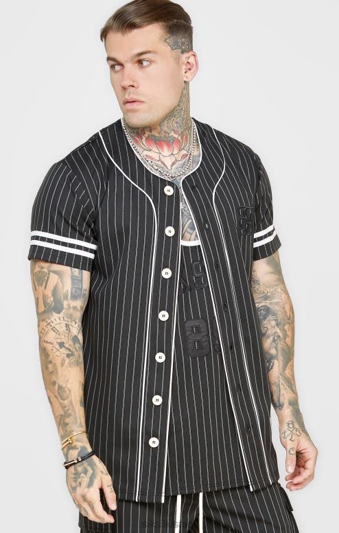 SikSilk גברים חולצת בייסבול שחורה D2LH2390 לבוש