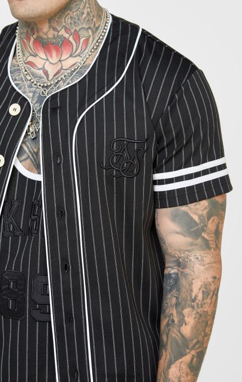 SikSilk גברים חולצת בייסבול שחורה D2LH2390 לבוש