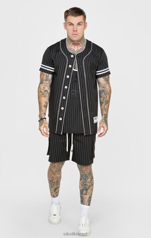 SikSilk גברים חולצת בייסבול שחורה D2LH2390 לבוש