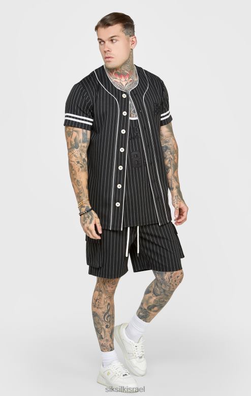 SikSilk גברים חולצת בייסבול שחורה D2LH2390 לבוש