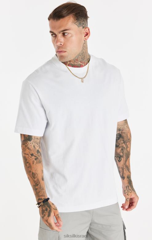 SikSilk גברים חולצת טי שרשרת מודפסת לבנה ורגועה D2LH2393 לבוש