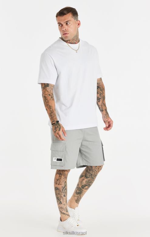 SikSilk גברים חולצת טי שרשרת מודפסת לבנה ורגועה D2LH2393 לבוש