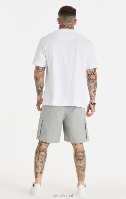 SikSilk גברים חולצת טי שרשרת מודפסת לבנה ורגועה D2LH2393 לבוש