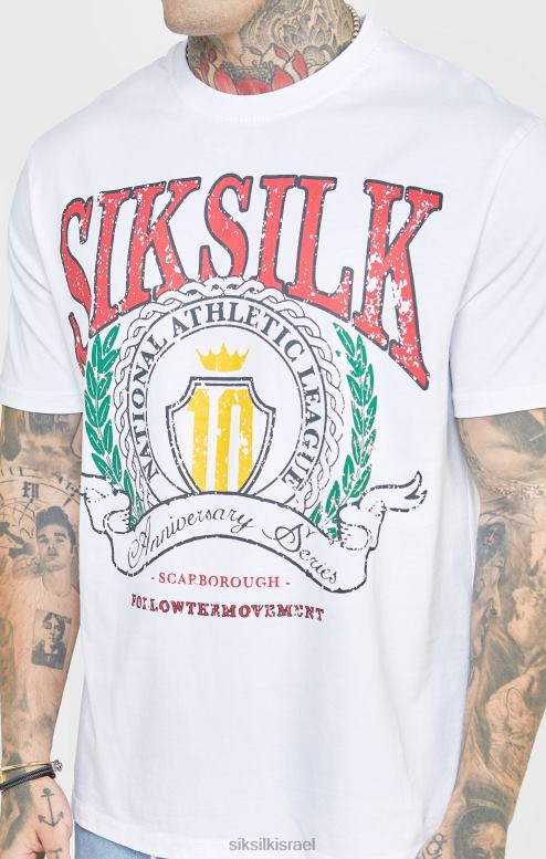 SikSilk גברים חולצת טריקו אוברסייז לבנה D2LH2394 לבוש