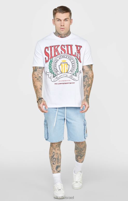 SikSilk גברים חולצת טריקו אוברסייז לבנה D2LH2394 לבוש