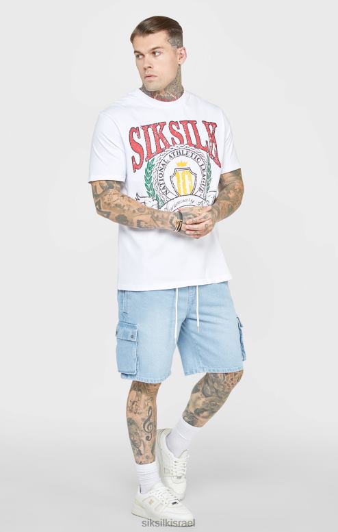 SikSilk גברים חולצת טריקו אוברסייז לבנה D2LH2394 לבוש