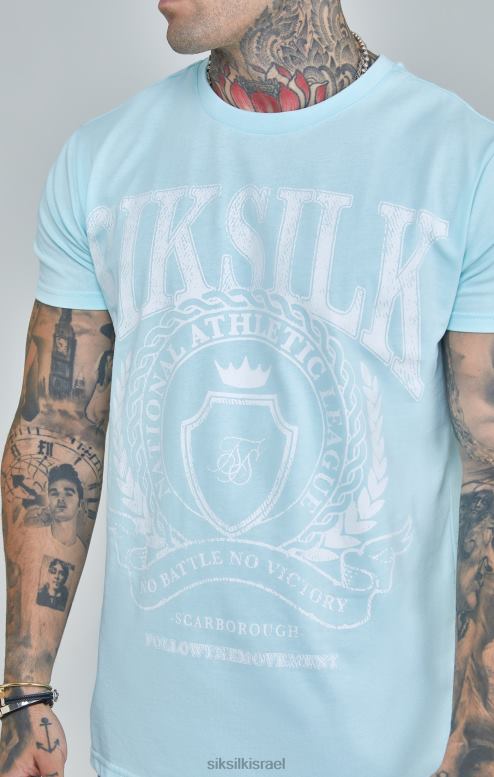SikSilk גברים חולצת טריקו כחולה בכושר קופסא של אוניברסיטה D2LH2396 לבוש