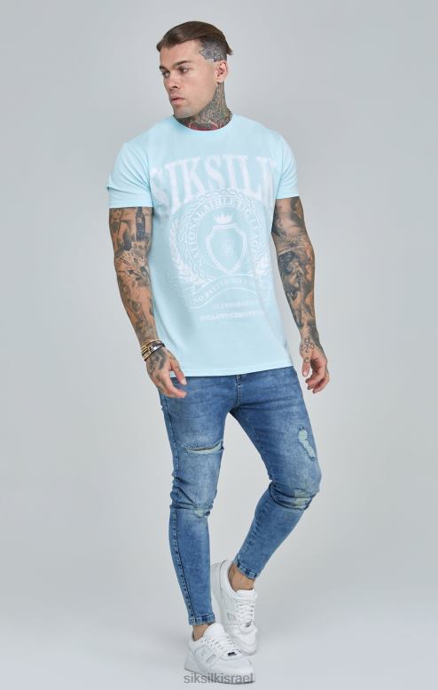 SikSilk גברים חולצת טריקו כחולה בכושר קופסא של אוניברסיטה D2LH2396 לבוש