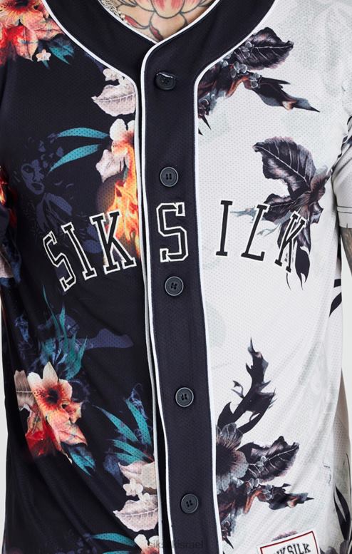 SikSilk גברים חולצת בייסבול בהדפס שחור ואקרו D2LH2398 לבוש