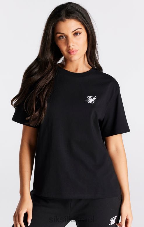 SikSilk נשים חולצת טריקו שחורה חיונית של החבר D2LH240 לבוש
