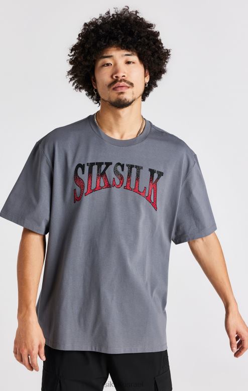 SikSilk גברים חולצת טריקו עם שרוולים קצרים בצבע אפור D2LH2400 לבוש