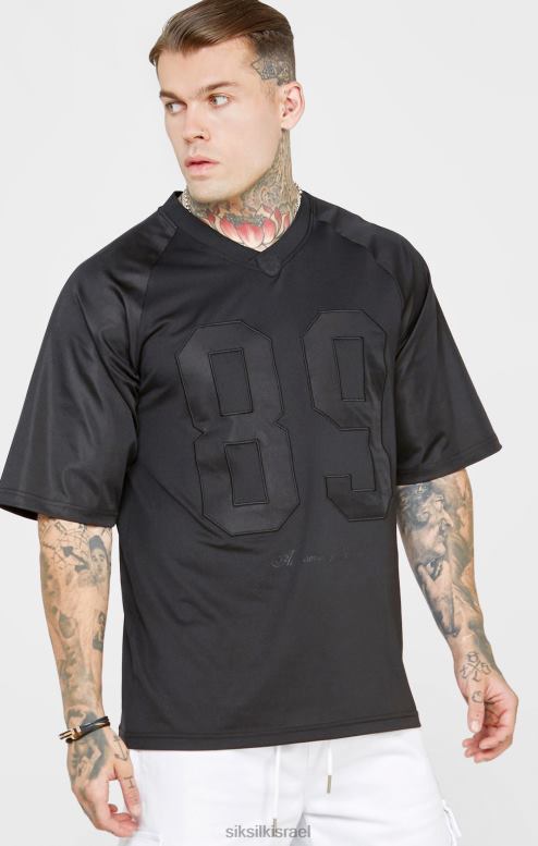 SikSilk גברים חולצת טי שחורה עם שרוולים קצרים אוברסייז D2LH2402 לבוש