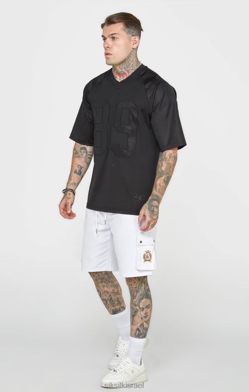 SikSilk גברים חולצת טי שחורה עם שרוולים קצרים אוברסייז D2LH2402 לבוש