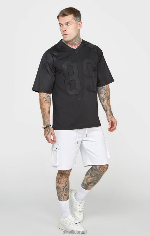 SikSilk גברים חולצת טי שחורה עם שרוולים קצרים אוברסייז D2LH2402 לבוש