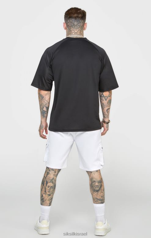SikSilk גברים חולצת טי שחורה עם שרוולים קצרים אוברסייז D2LH2402 לבוש