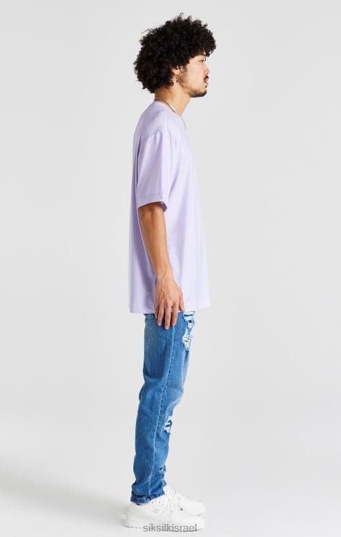 SikSilk גברים חולצת טי עם שרוולים קצרים בהדפס סגול D2LH2405 לבוש