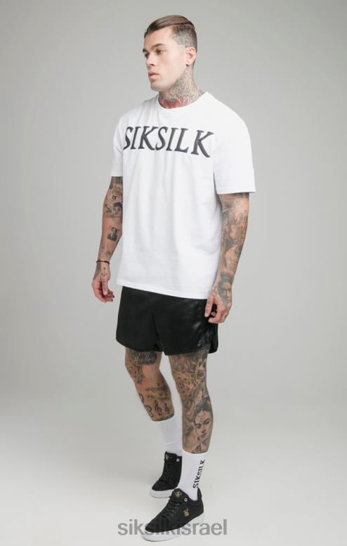 SikSilk גברים חולצת טריקו לבנה בגזרה רגועה D2LH2406 לבוש