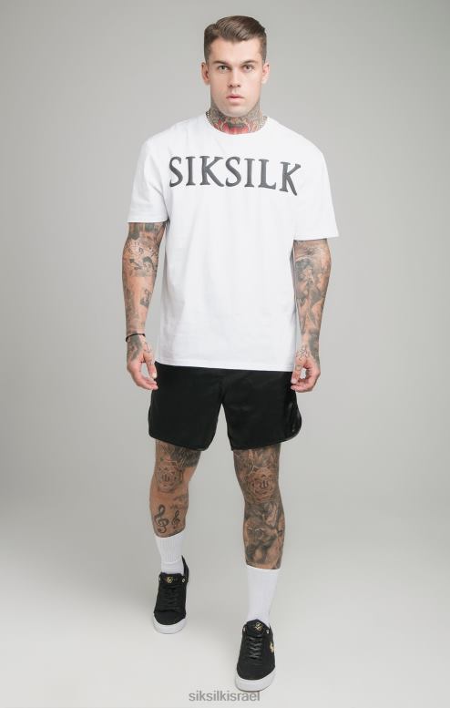 SikSilk גברים חולצת טריקו לבנה בגזרה רגועה D2LH2406 לבוש