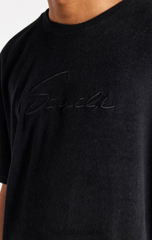 SikSilk גברים חולצת טי אוברסייז שחורה מגבות D2LH2408 לבוש