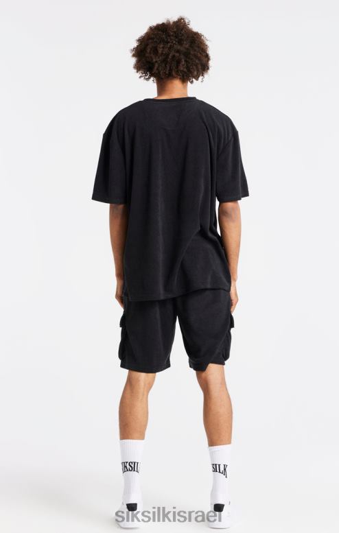 SikSilk גברים חולצת טי אוברסייז שחורה מגבות D2LH2408 לבוש