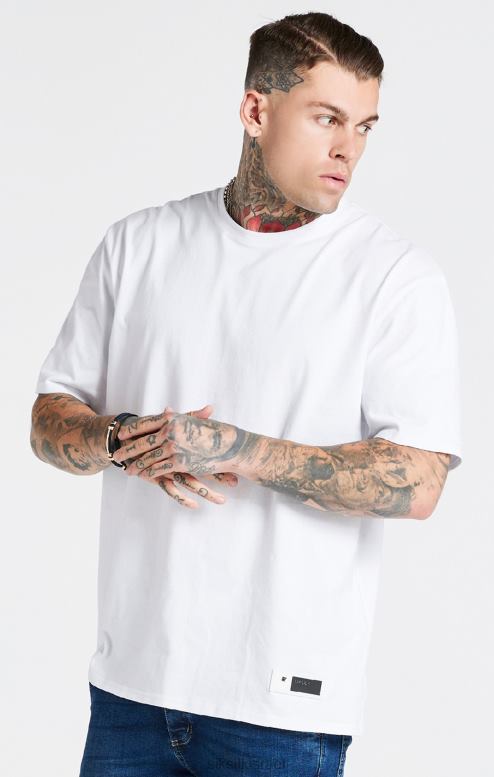 SikSilk גברים חולצת טי אוברסייז לבנה D2LH2410 לבוש