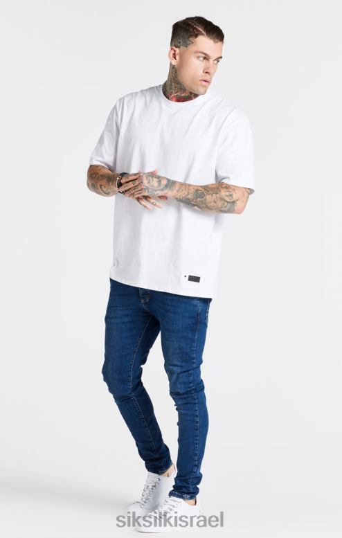 SikSilk גברים חולצת טי אוברסייז לבנה D2LH2410 לבוש
