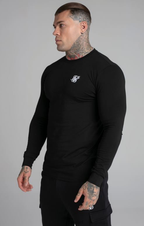 SikSilk גברים סווטשירט חיוני שחור D2LH2412 לבוש