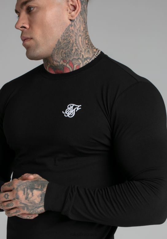SikSilk גברים סווטשירט חיוני שחור D2LH2412 לבוש