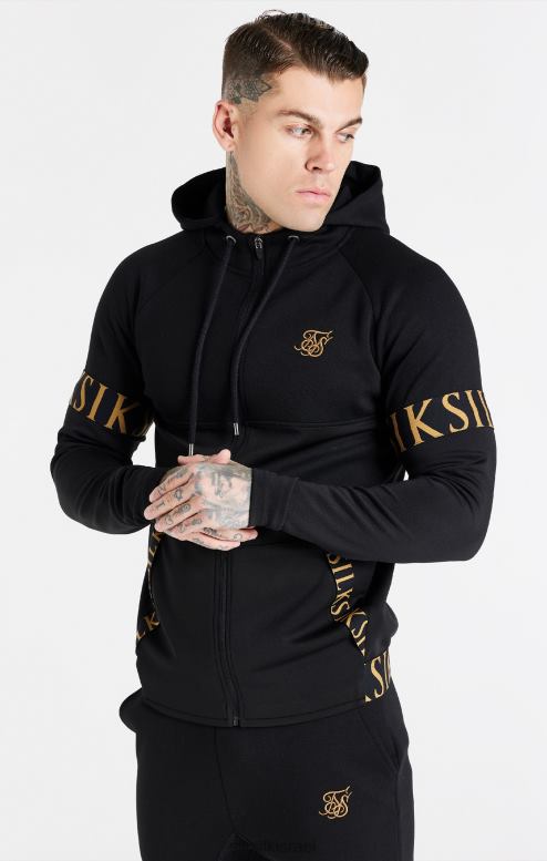 SikSilk גברים קפוצ'ון שחור דינמי עם רוכסן דרך D2LH2416 לבוש